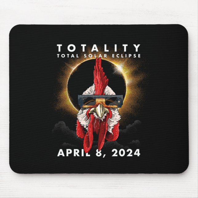 Solar Eclipse 2024 Chicken Rooster  Mouse Mat (Front)