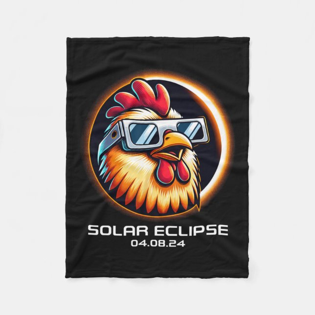 Solar Eclipse 2024 Chicken Totality Cute Matching  Fleece Blanket (Front)
