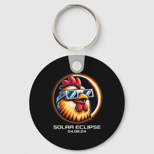 Solar Eclipse 2024 Chicken Totality Cute Matching  Key Ring