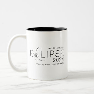 Solar Eclipse 2024 Custom Location Commemorative Two-Tone Coffee Mug