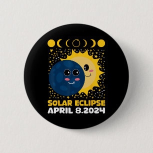 Solar Eclipse 2024 Cute Kids Toddler Boy Total Ecl 6 Cm Round Badge