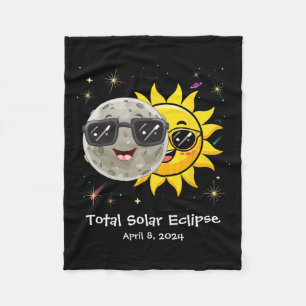 Solar Eclipse 2024 Cute Solar Eclipse Kids Boys Gi Fleece Blanket