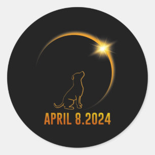 Solar Eclipse 2024 Dog Totality 1 Classic Round Sticker