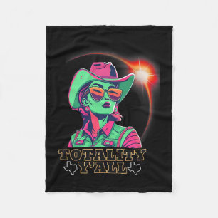 Solar Eclipse 2024 For Texas 08 24 Totality Y'all Fleece Blanket