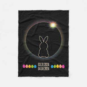 Solar Eclipse 2024 Fun Easter Bunny Easter Eggs  Fleece Blanket