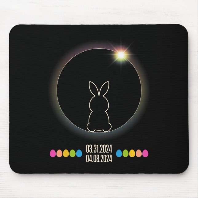 Solar Eclipse 2024 Fun Easter Bunny Easter Eggs  Mouse Mat (Front)