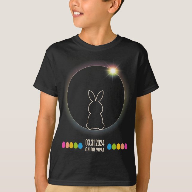 Solar Eclipse 2024 Fun Easter Bunny Easter Eggs  T-Shirt (Front)