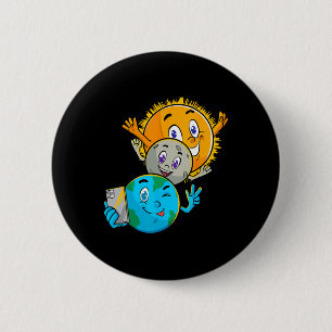 Solar Eclipse 2024 Funny Earth Sun Moon Selfie Spa 6 Cm Round Badge