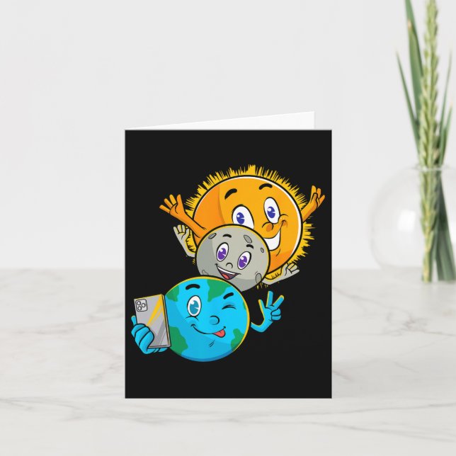 Solar Eclipse 2024 Funny Earth Sun Moon Selfie Spa Card (Front)