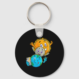 Solar Eclipse 2024 Funny Earth Sun Moon Selfie Spa Key Ring