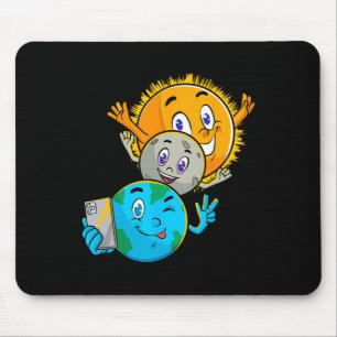 Solar Eclipse 2024 Funny Earth Sun Moon Selfie Spa Mouse Mat