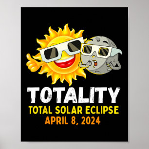 Solar Eclipse 2024 Gles Funny Sun Moon Kids Boys Poster