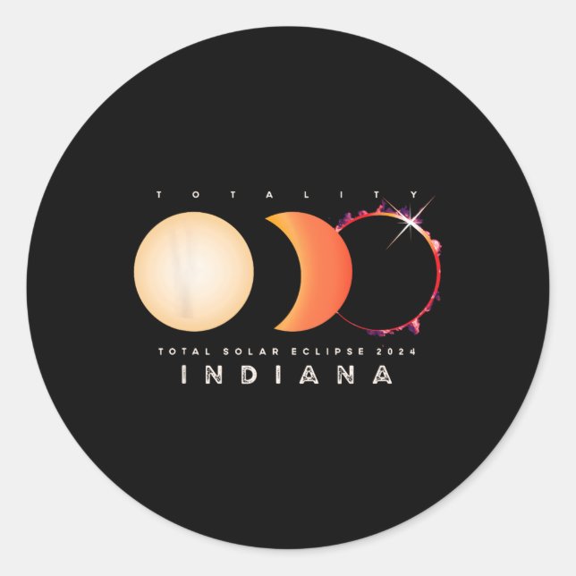 Solar Eclipse 2024 Indiana Total Eclipse America G Classic Round Sticker (Front)