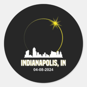 Solar Eclipse 2024 Indianapolis Skyline Indiana Ec Classic Round Sticker