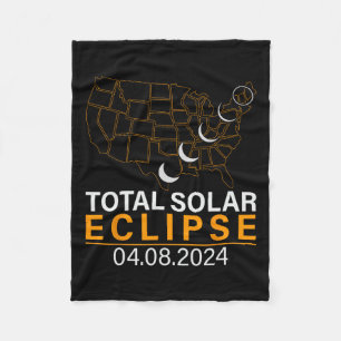 Solar Eclipse 2024 Map Eclipse April 8 2024 Eclips Fleece Blanket
