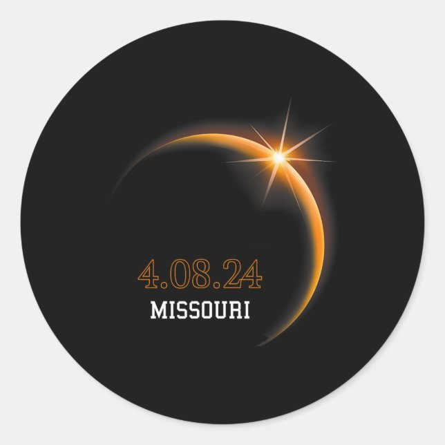 Solar Eclipse 2024 Missouri Totality Spring 4.08.2 Classic Round Sticker (Front)