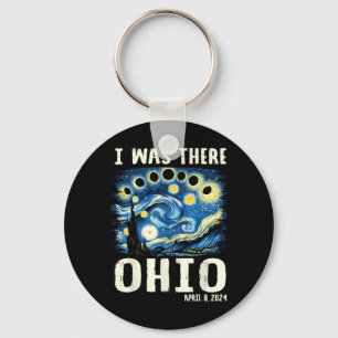 Solar Eclipse 2024 Ohio - Starry Night Painting Key Ring