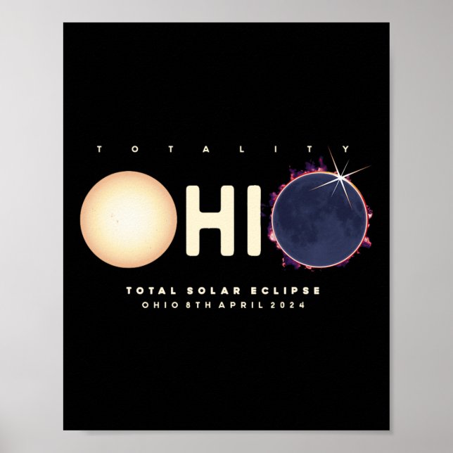 Solar Eclipse 2024 Ohio Total Eclipse Astronomy Gr Poster (Front)