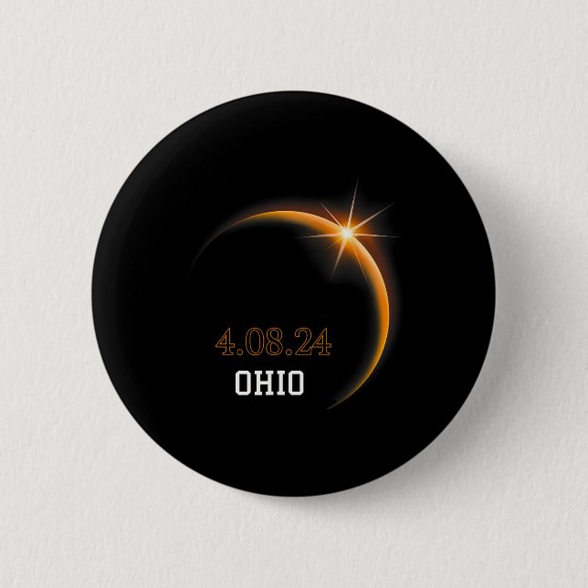 Solar Eclipse 2024 Ohio Totality Spring 4.08.24  6 Cm Round Badge (Front)