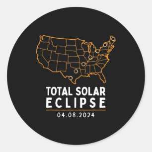 Solar Eclipse 2024 Party America Totality Total Us Classic Round Sticker