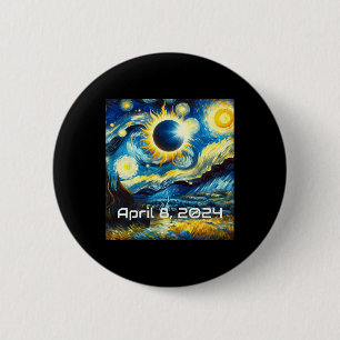 Solar Eclipse 2024 Starry Night Painting Van Gogh 6 Cm Round Badge