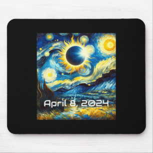 Solar Eclipse 2024 Starry Night Painting Van Gogh Mouse Mat