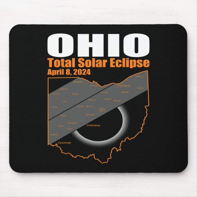 Solar Eclipse 2024 State Ohio Map Total Solar Ecli Mouse Mat (Front)