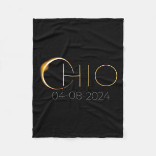 Solar Eclipse 2024 State Ohio Total Solar Eclipse Fleece Blanket