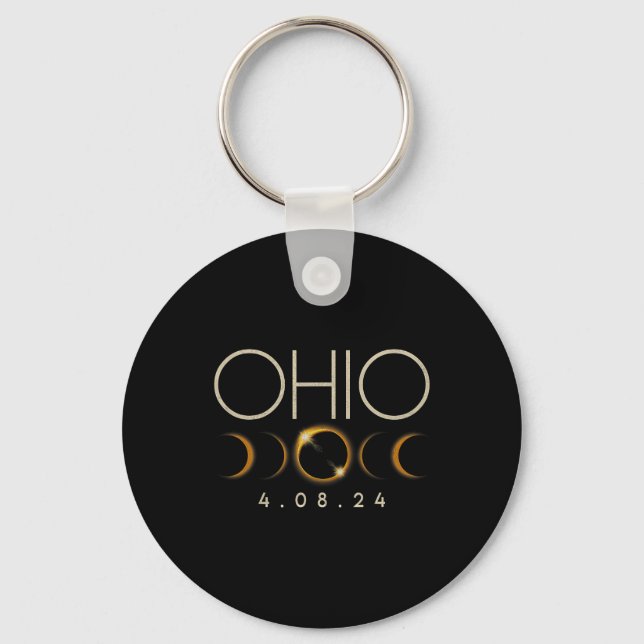 Solar Eclipse 2024 State Ohio Total Solar Eclipse  Key Ring (Front)