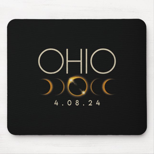 Solar Eclipse 2024 State Ohio Total Solar Eclipse  Mouse Mat (Front)
