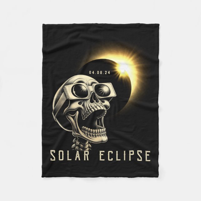 Solar Eclipse 2024 Total Eclipse April 8th 2024 Sk Fleece Blanket (Front)