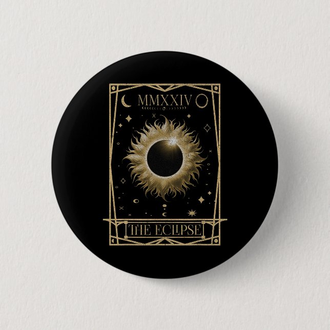 Solar Eclipse 2024 Total Eclipse Astronomy Tarot C 6 Cm Round Badge (Front)