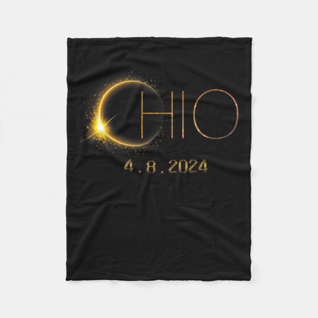 Solar Eclipse 2024 Total Solar Eclipse State Ohio  Fleece Blanket (Front)
