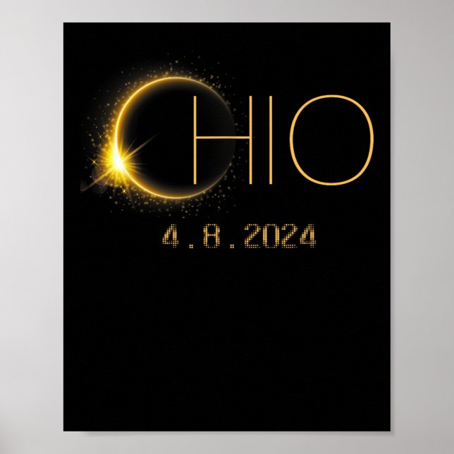 Solar Eclipse 2024 Total Solar Eclipse State Ohio  Poster (Front)