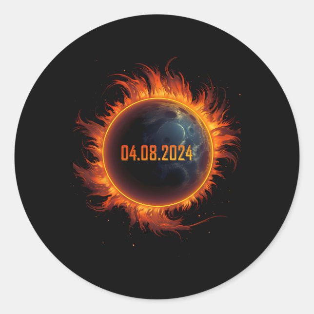 Solar Eclipse 2024 Total Sun Eclipse 1  Classic Round Sticker (Front)