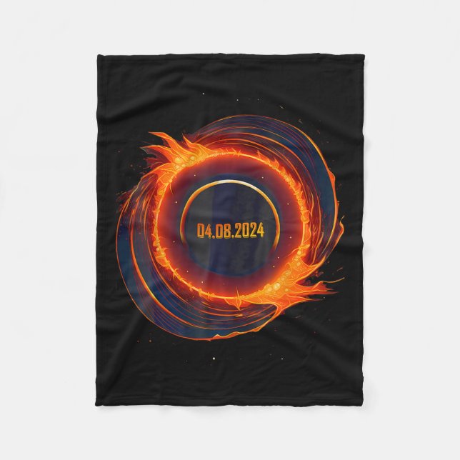 Solar Eclipse 2024 Total Sun Eclipse  Fleece Blanket (Front)