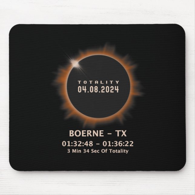 Solar Eclipse 2024 Totality 04.08.24 Texas Tx  Mouse Mat (Front)