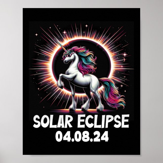 Solar Eclipse 2024 Unicorn Wearing Solar Eclipse G Poster (Front)