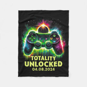 Solar Eclipse 2024 Video Game Gaming Fleece Blanket