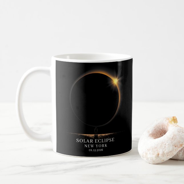 Solar Eclipse 2026 Celestial Astronomy Coffee Mug (With Donut)