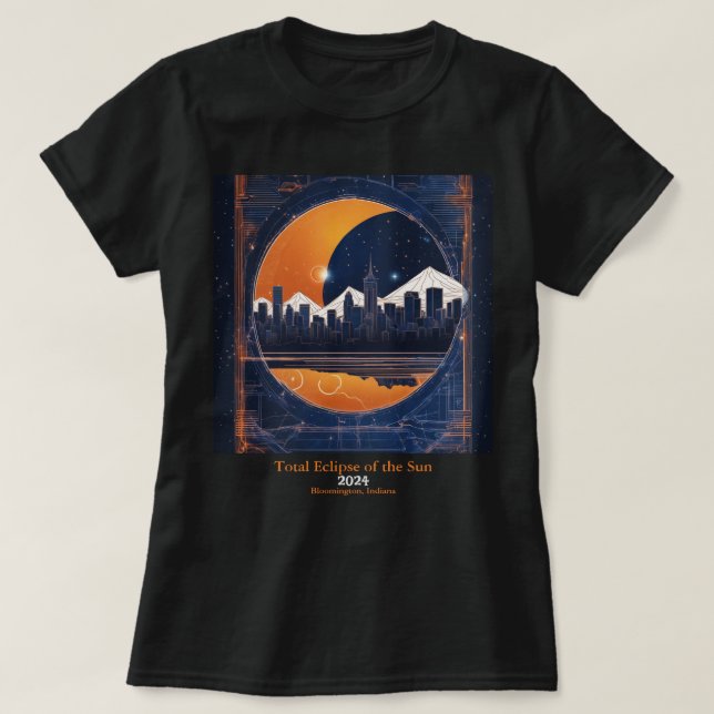 Solar Eclipse 2 Sides YOUR Text Cityscape Hills T-Shirt (Design Front)