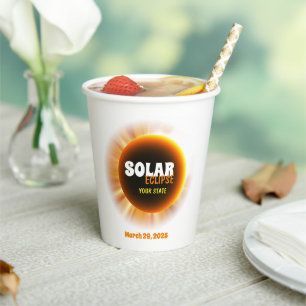 Solar Eclipse 3/29/2025 Custom Text Paper Cups