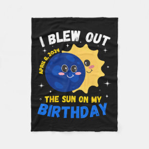 Solar Eclipse 4.08.24 Birthday Funny Quote Totalit Fleece Blanket