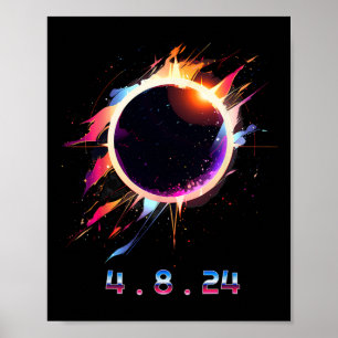 Solar Eclipse 4.8.24 Totality Event 2024 Souvenir  Poster