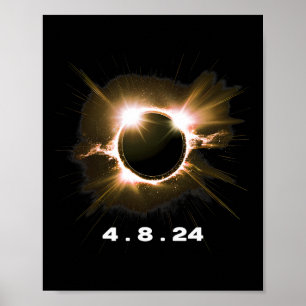 Solar Eclipse 4.8.24 Totality Event 2024 Souvenir  Poster