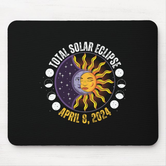 Solar Eclipse 8-4-2024 Eclipse With Sun  Mouse Mat (Front)