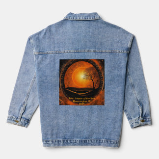 Solar Eclipse Add Custom Text 2024 Orange Black Denim Jacket