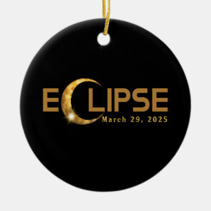 Solar Eclipse American Event custom date Ceramic Tree Decoration