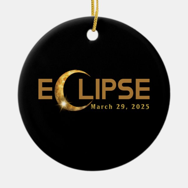 Solar Eclipse American Event custom date  Ceramic Tree Decoration (Front)