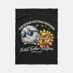 Solar Eclipse April 2024 Sun Is Getting Mooned  Fleece Blanket
